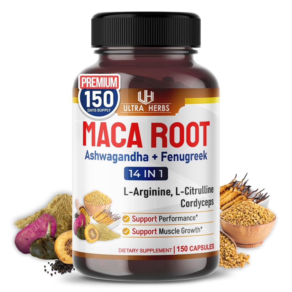 Peruana Maca Root Black, Red, Yellow | Maca Root Capsules Enhanced with Ginseng, Ashwagandha, Fenugreek | Support Stamina, Performance & Mood | 150 Capsules