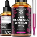 Flüssiges Magnesium Glycinat Supplement 500mg für Erwachsene und Kinder | Magnesium Glycinat Tropfen mit leckeren Himbeeren Geschmack | Hohe Absorption | Non-GMO | Gluten Free | Natural & Vegan