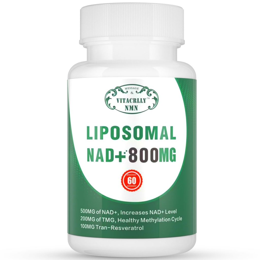 NAD+ Supplemento Liposomal NAD+ Plus 800MG Nicotinamide Riboside alternativa per l'energia cellulare, l'invecchiamento sano e la riparazione del muscolo 60 capsule
