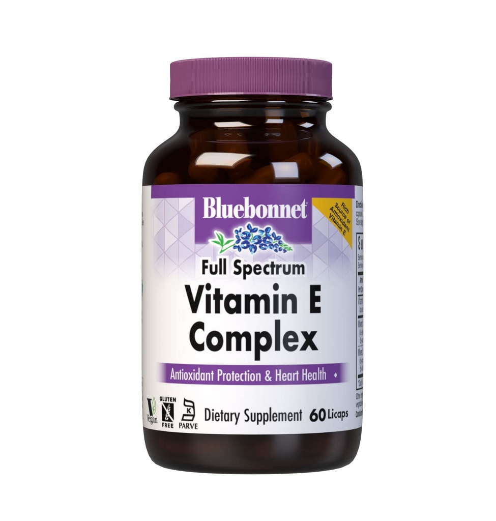 Complexe Vitamine E à spectre complet naturel Bluebonnet - 60 Licaps