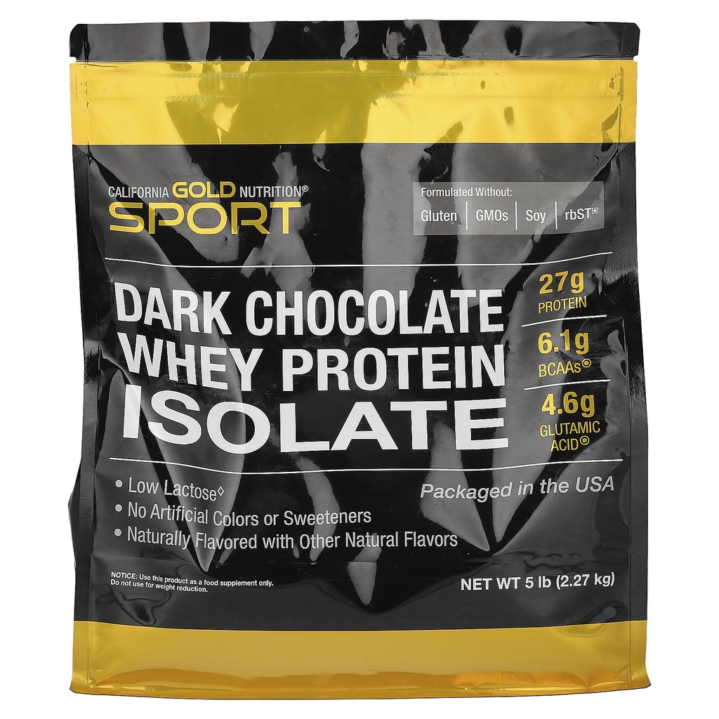California Gold Nutrition Sport, Whey Protein Isolate, Dark Chocolate, 5 lb (2.27 kg)