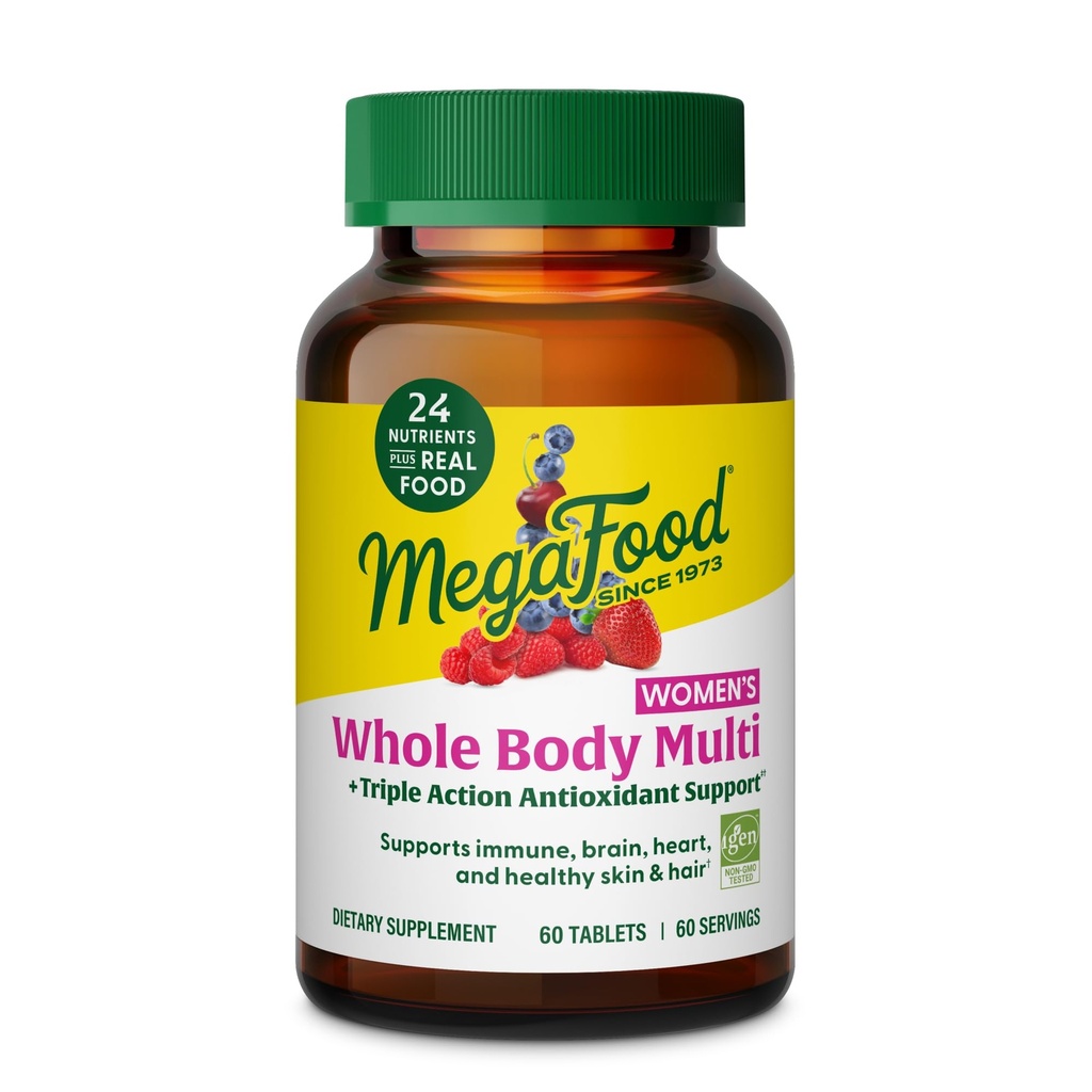 MegaFood Whole Body Methylated Multivitamin for Women - Womens Multivitamin with Magnesium Glycinate, Biotin & Methylcobalamin B12 Vitamins - Daily Energy & Immune Support - 60 Tablets, 60 Servings