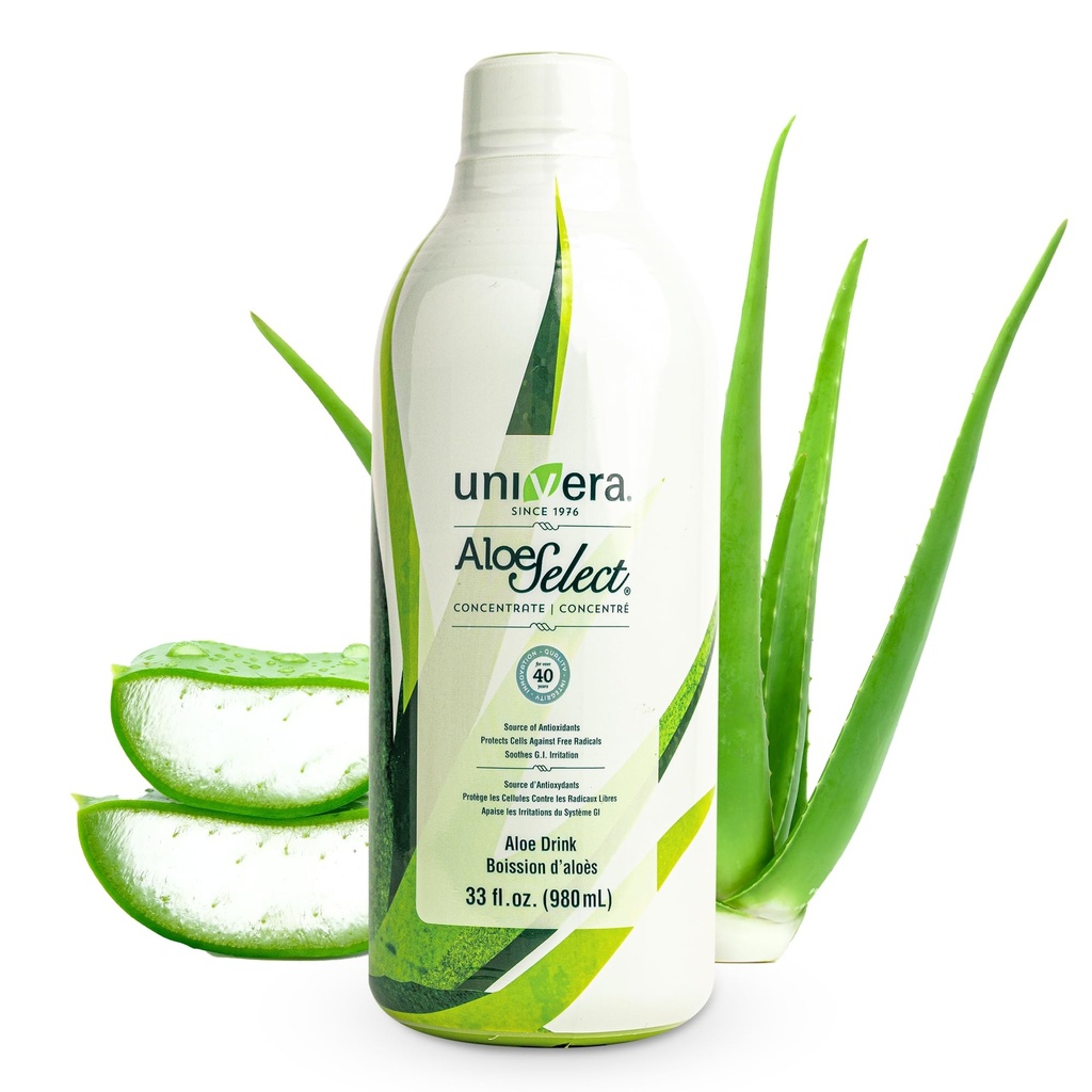 Univera Aloe Vera Juice, Preminum Organic Aloe Vera, 10% Polysaccharide Retention, Enzimi digestivi per Gut Health, Supporto Immune & Gut Health, Aloe Flavor - 30 giorni Fornitura (33 fl oz)