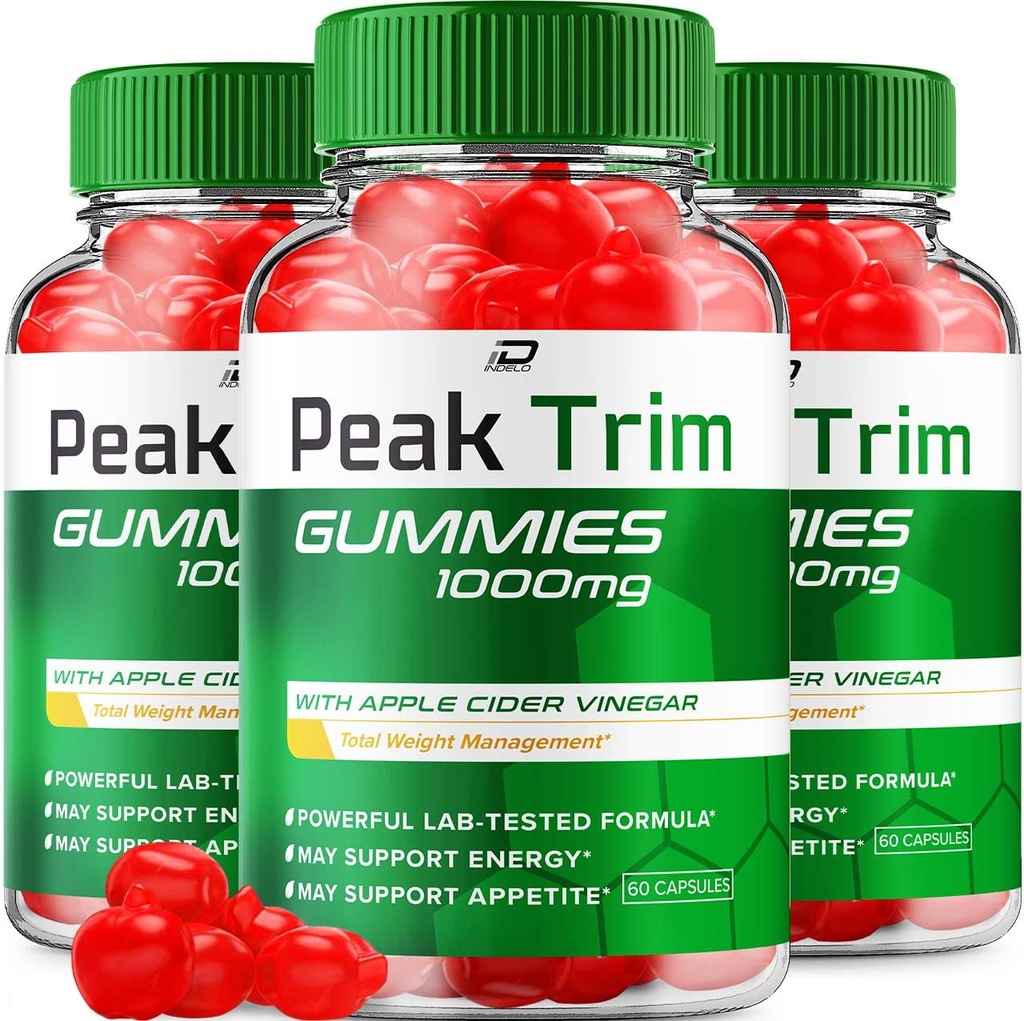 Peak Trim Keto ACV Gummies Supplement – PeakTrim + ACV Gummies Apple Cider Vinegar 1000MG, Peak Trim Keto Gummies Reviews, Vitamin B12 (3 Pack - 180 Gummies)