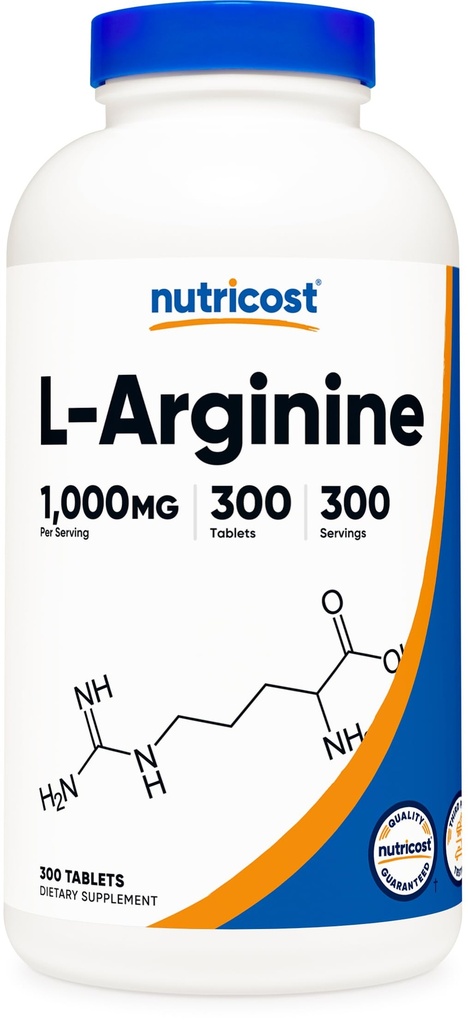 Nutricost L-Arginine 1000mg, Amino Acid Tablets (300 Tablets)