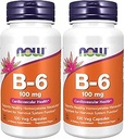 JETZT Ergänzungen, Vitamin B-6 (Pyridoxin HCl) 100 mg, Herz-Kreislauf-Gesundheit*, 100 Veg Kapseln (Pack von 2)