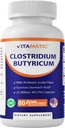 Vitamatic Clostridium butyricum 25 Million - Gut Health - 60 DR Capsules (Delayed Released) - Made with Prebiotic Inulin Fiber