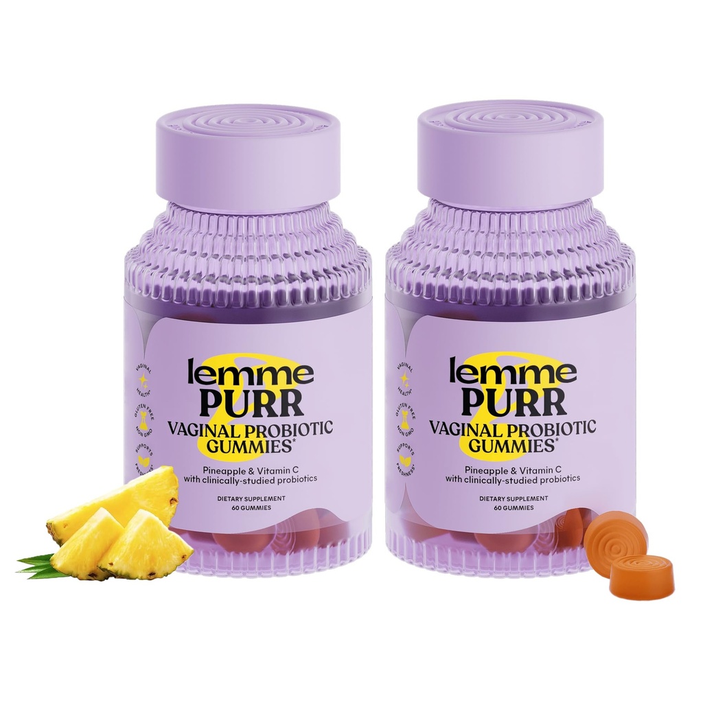 Lemme Purr Vaginal Probiotic Gummies per le donne - pH bilanciato, Odor sano, Yeast Balance & Flora Support + Vitamina C per la salute immunitaria - Ananas gustosa (60 Conteggio) (Pacchetto di 2)