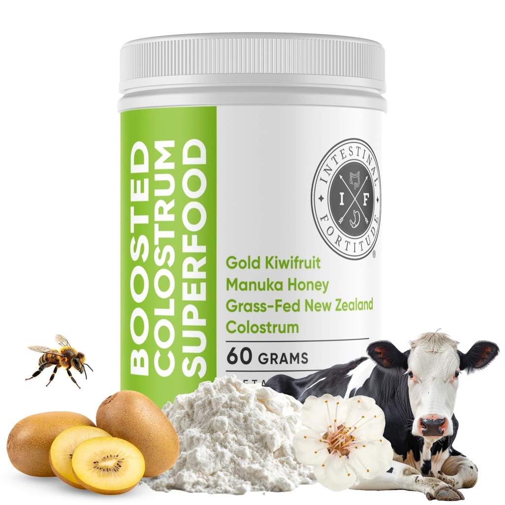 Darm Fortitude Boosted Colostrum Superfood Nahrungsergänzung: Gras-Fed Neuseeland Bovine Colostrum, Gold Kiwifruit, Manuka Honey, für Verdauung, Immunsystem und Gut Health (150 Gramm)