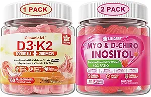 Bundle: Vitamin D3 K2 Gefüllte Gummie & Inositol Gummie Ideal 40:1 Ratio Myo & D-Chiro