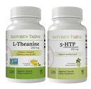 Nature's Trove L-Theanine 200mg 120 Vegetarische Kapseln & 5-HTP 100mg 120 Vegetarische Kapseln - Calm & Healthy Mood Stack