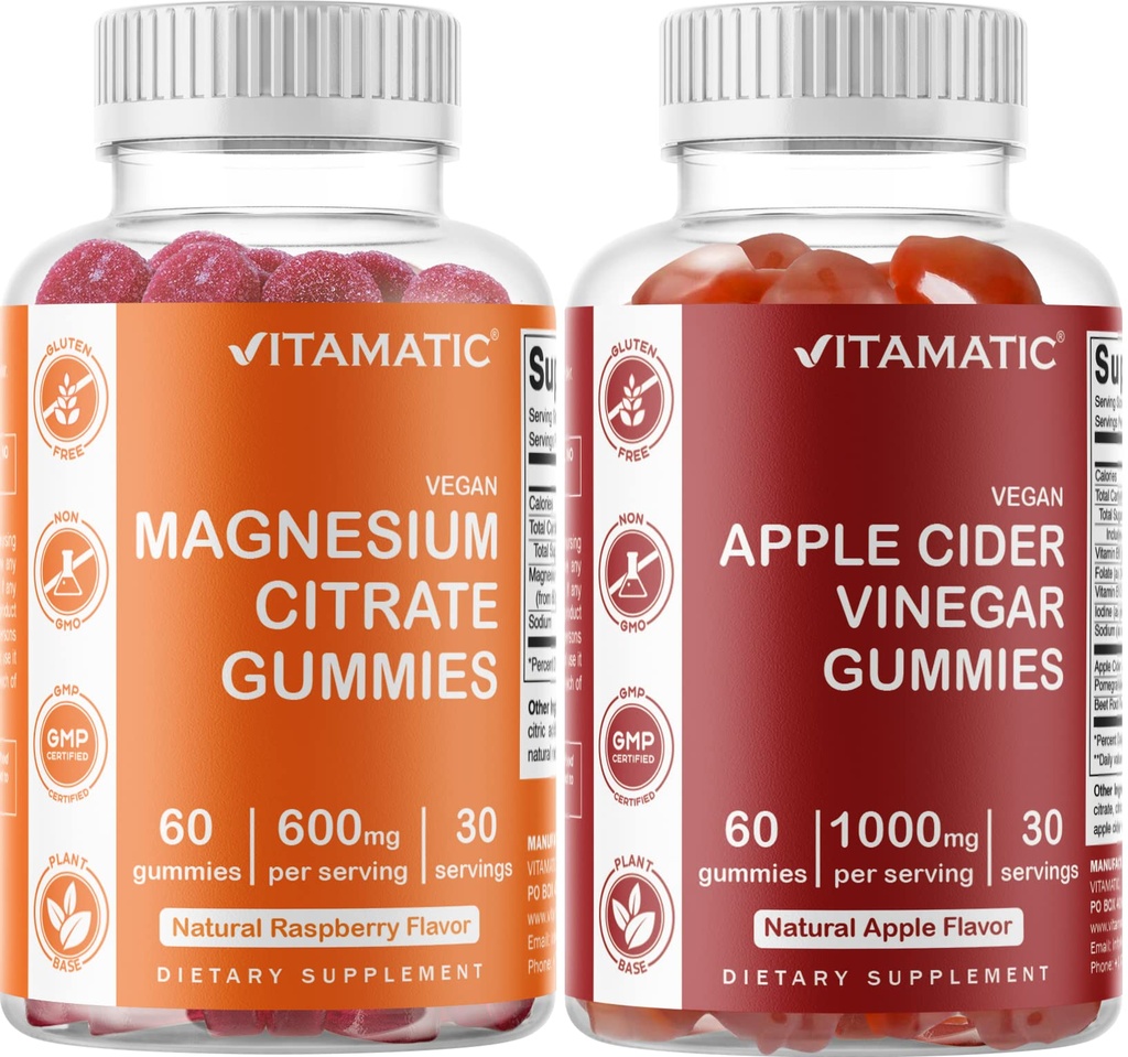 Vitamatic Magnesium & Apfel Apfel Apfelessig Gummi - 60 Vegan Graf Jede