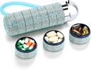 Zannaki Metal Bling Pill Organizer, Travel Waterproof Weekly Pill Box, Portable Large Aluminium Pill Case Container, BPA Free 7 Day Daily Medicine Organizer Holder pour la vitamine, huile de poisson, supplément