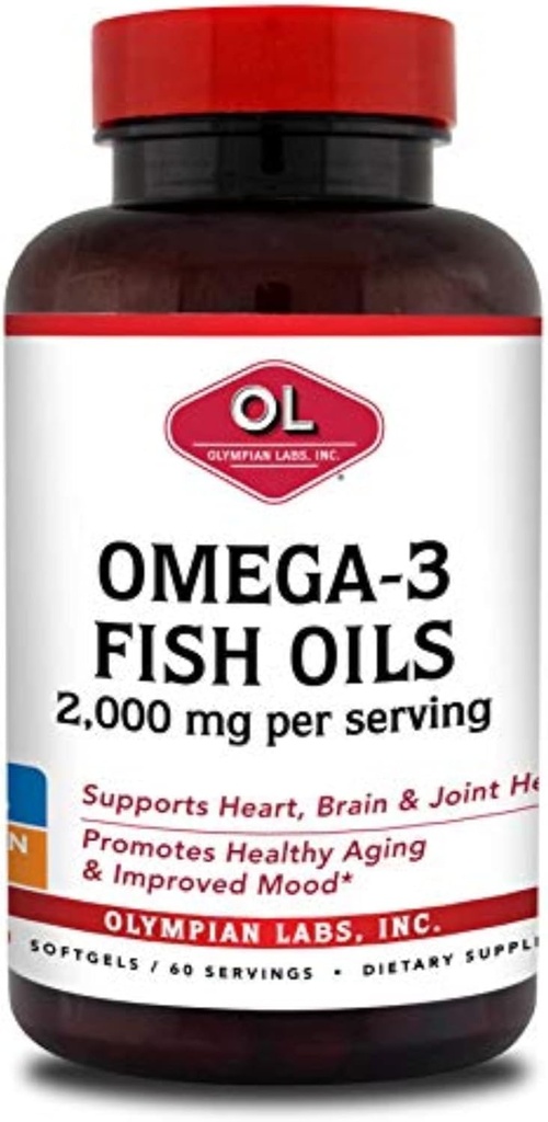 Olympian Labs Omega-3 Fischöle, 2000mg pro Servieren - Hilft Brain & Heart Health, 120 Count, (73)