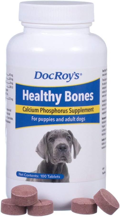 Revival Animal Health Doc Roy's Healthy Bones- Supplément au phosphate de calcium- pour chiens et chiots- 100ct Comprimés
