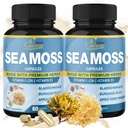 Organic Cadane 2 Packs Irish Sea Moss Powder Capsules & VitaminC, D3, Zin.C, Bladderwrack, Burdock Root, Apple Cider, Elderberry, Pepper - Supports Immune System & Overall Health