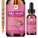 B BEWRTHS Sea Moss Liquid Drops - Black Seed Oil & Irish Sea Moss Gel with Ashwagandha, Burdock Root, Bladderwrack, Elderberry, 6X Stronger Seamoss Supplement for Immune, Digestion, Hair Health- Vegan