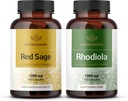 HERBAMAMAMA Red Sage and Rhodiola Kit - Bundle di 1200 mg Red Sage Dan Shen & 1000 mg Rhodiola Rosea Capsules - Vegan, Non OGM, Sugar & Gelatin-Free - 2 Pack