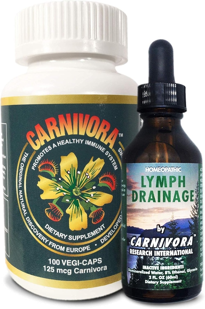 Carnivora The Ultimate Combo - Vegi Caps e Lymph Drainage to Support Immune System and Flush Out Waste (Bundle con 1 Bottiglia Vegi Caps e 1 Limph Drainage)