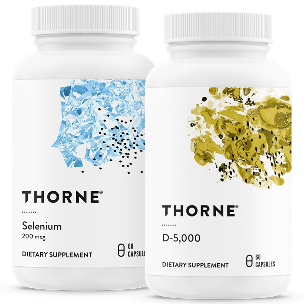 THORNE - Ensemble antioxydant et bien-être - Sélénium et vitamine D-5000 - Soutient la santé thyroïde et la fonction immunitaire - 60 portions