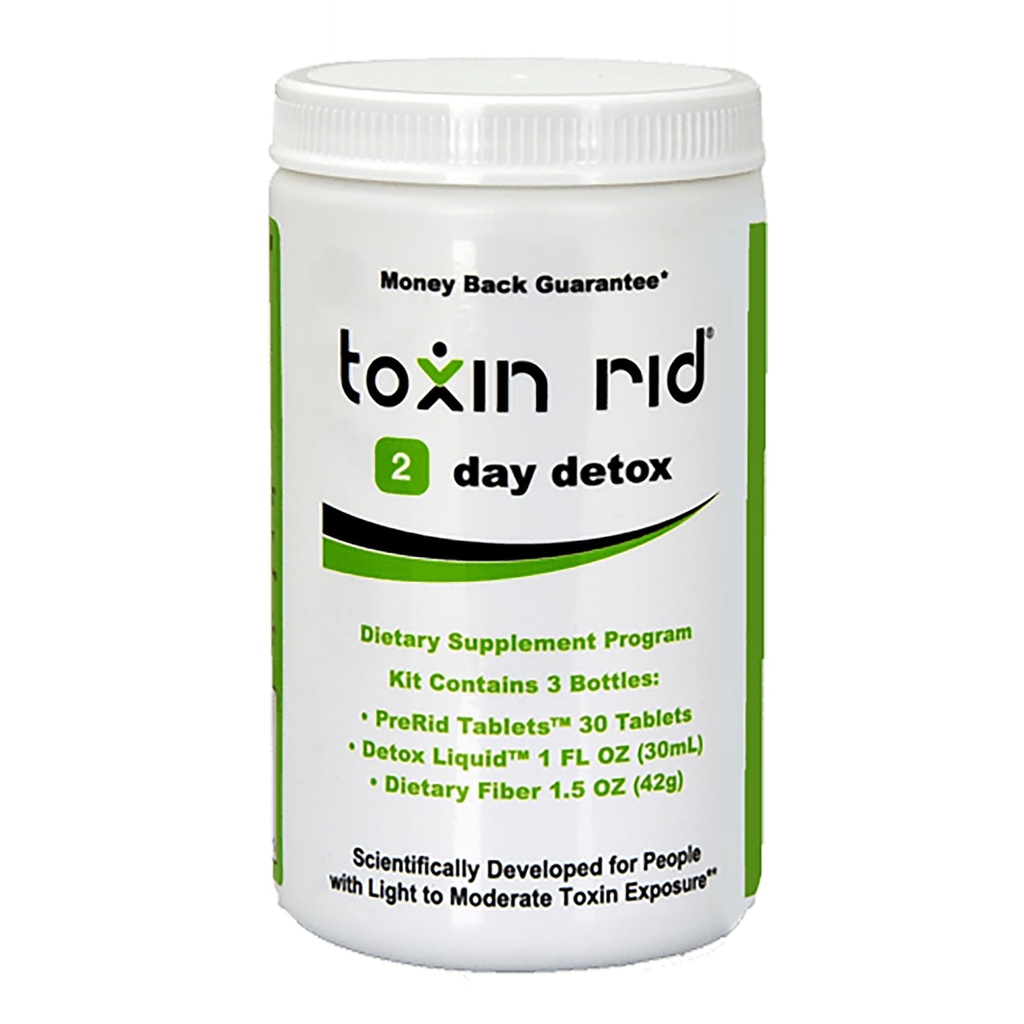Toxin Rid 2 Day Detox Kit | Permanent Complete Natural Whole Body Cleanse for Women & Men | 30 Pre-Rid Tablets with Liquid Formula & Dietary Fiber | Made in USA