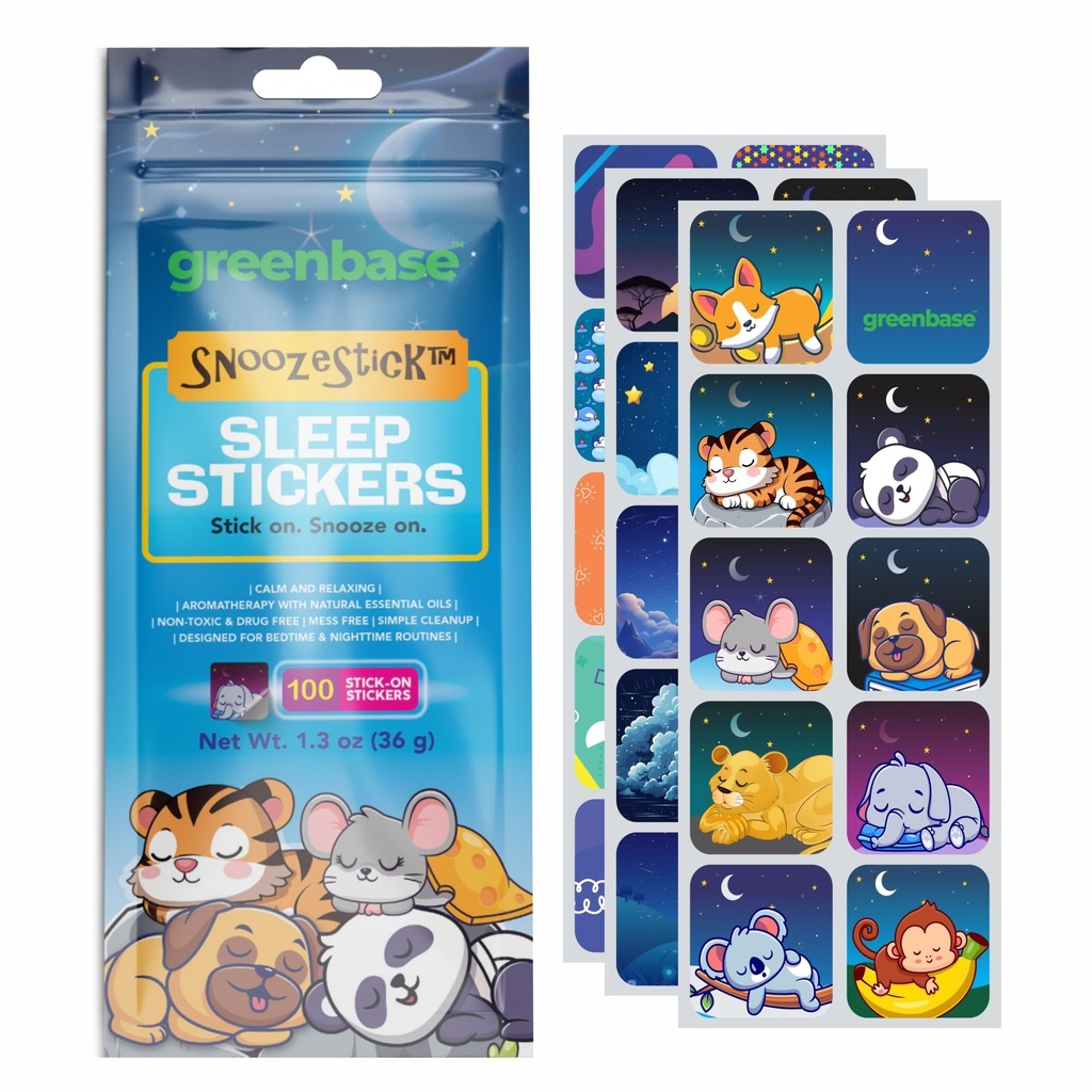 Sleep Stickers for Kids & Adults - 100 Travel Pack Aromatherapy Bedtime Stickers with Lavender, Sweet Orange & Cedarwood - Drug and Melatonin Free Stick-On Sleep Patches for Pillow, Clothing