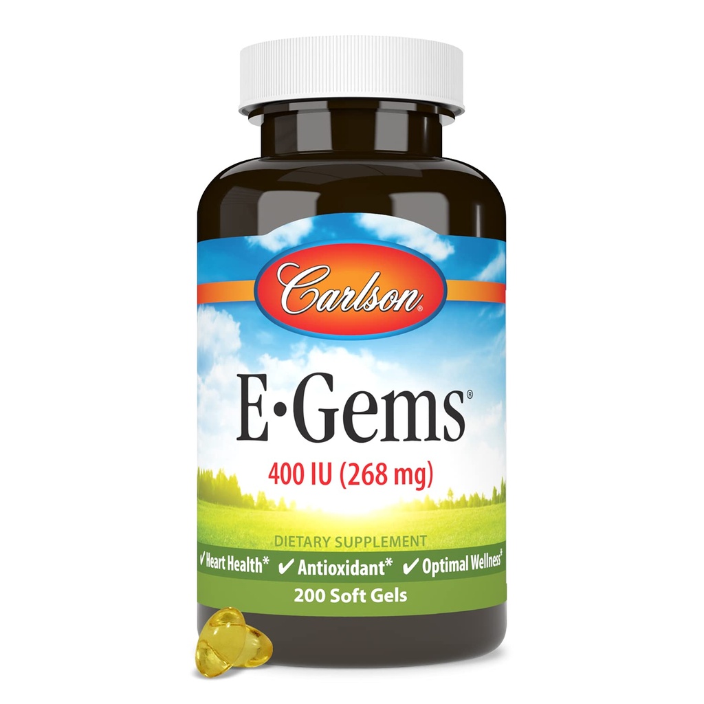 Carlson - E-Gems, 400 IU, Heart Health & Optimal Wellness, Antioxidant, 200 weiche Gele
