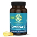 Vegan Omega 3 Algae Oil Plant-Based DHA & EPA from Algae Oil | 550mg Omega-3s per Softgel with 300mg DHA & 150mg EPA | Heart, Brain, & Vision Support | Non-GMO Carrageenan-Free Sustainable 30 Servings