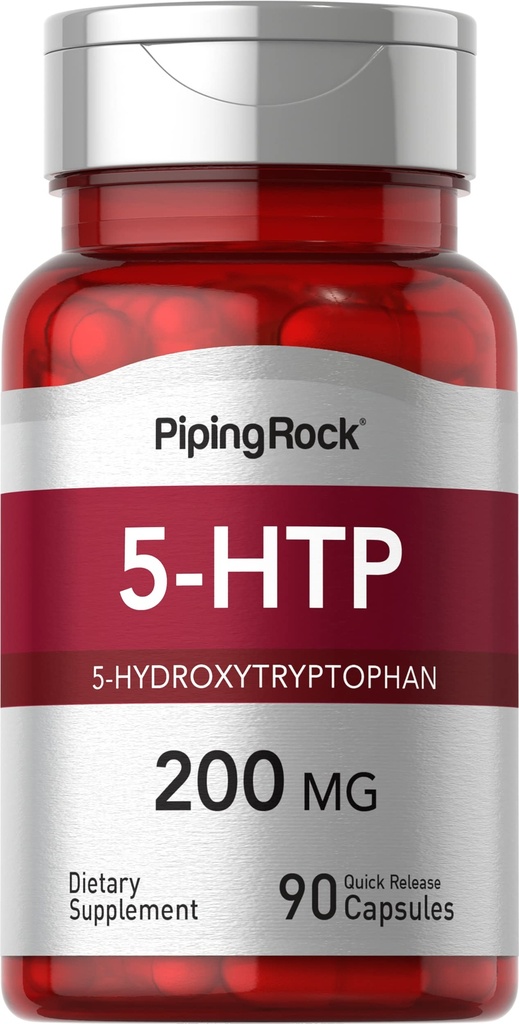 Piping Rock 5-HTP Supplemento | 200mg | 90 Capsule | 5-Hydroxytryptophan | Griffonia Simplicifolia Extract | Non OGM, Gluten Free