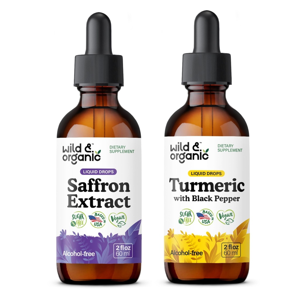 Saffron Extract Tincture 2 fl oz & Turmeric with Black Pepper Tincture 2 fl oz