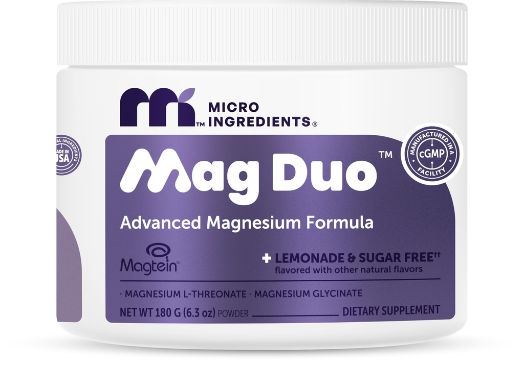 Micro Ingredients Mag Duo Magtein® Magnesium L-Threonate & Magnesium Glycinate Powder – Restful Sleep, Calm & Focus Support* – 2-in-1 Advanced Magnesium Formula – Sugar-Free Lemonade Flavor