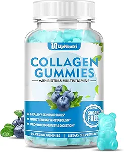 Peptidi di collagene senza zucchero Peptidi per le donne Uomini, 1500mg tipi di collagene I,II,III,V,X, Plus 5000mcg Biotin & Multi Vitamine per le unghie dei capelli della pelle sana, Digestione immuni