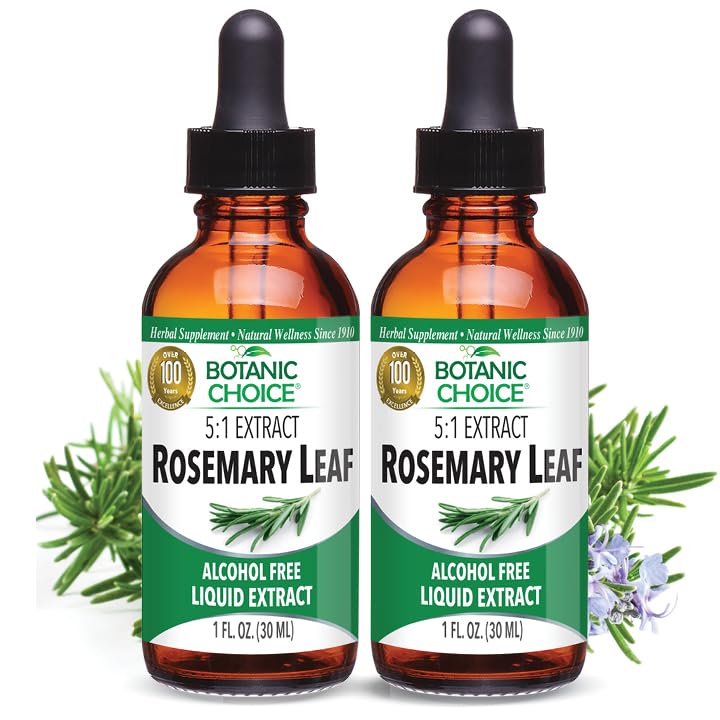 Botanische Wahl – Rosmarin Blatt-Flüssig-Extrakt – Alkoholfrei, Glutenfrei – Fast Acting Supplement Drops – Einfach zu bedienen Dropper – 1 Fluid Ounce 2 Pack