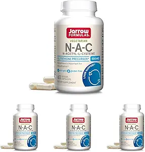 Jarrow Formulas N-A-C 500 mg - Integratore di Aminoacidi Antiossidante Supporta la funzione Cellular Health & Liver - Precursor to Glutathione - Fino a 60 Serve (Caps vegetariani) (Pack of 4)