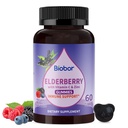 Natural Black Elderberry Gummies 150mg, Elderberry Fruit Extract mit Vitamin C und Zink, Kräuter ElderCraft® Gummies Tägliche Immununterstützung für Kinder und Erwachsene, 60 Count