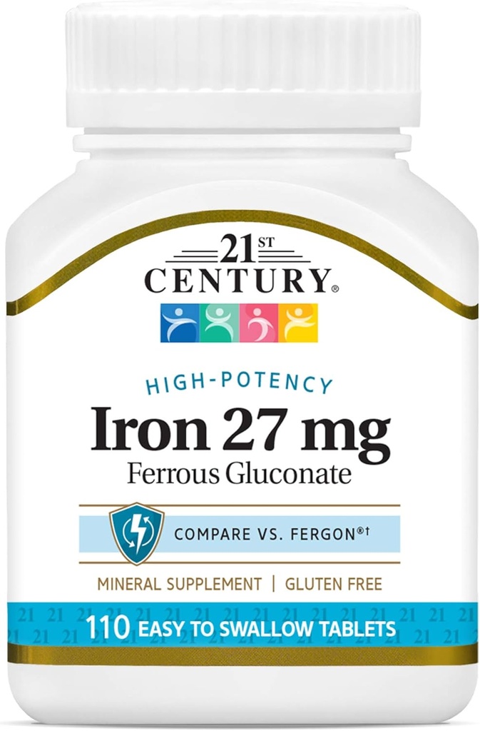 21st Century Eisen 27 Mg Ferrous Gluconate Tablets, 110Count