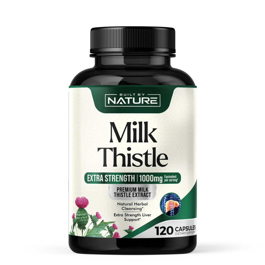 Milchdistel 1000mg - Leber-Detox-Ergänzung mit Silymarin-Extrakt & Dandelion-Root – Gentle pflanzlicher Leberreiniger für Männer und Frauen - Lebergesundheitsunterstützung - Non-GMO - 120 Veggie Kapseln