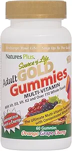 NaturesPlus Quelle des Lebens Gold Erwachsene Multivitamin Gummis - 60 Ganze Lebensmittel Gummis - Komplette tägliche Vitamin-Ergänzung - Kostenlose Radikale Verteidigung, Energie-Unterstützung - Glutenfrei - 30 Gesamt Servietten