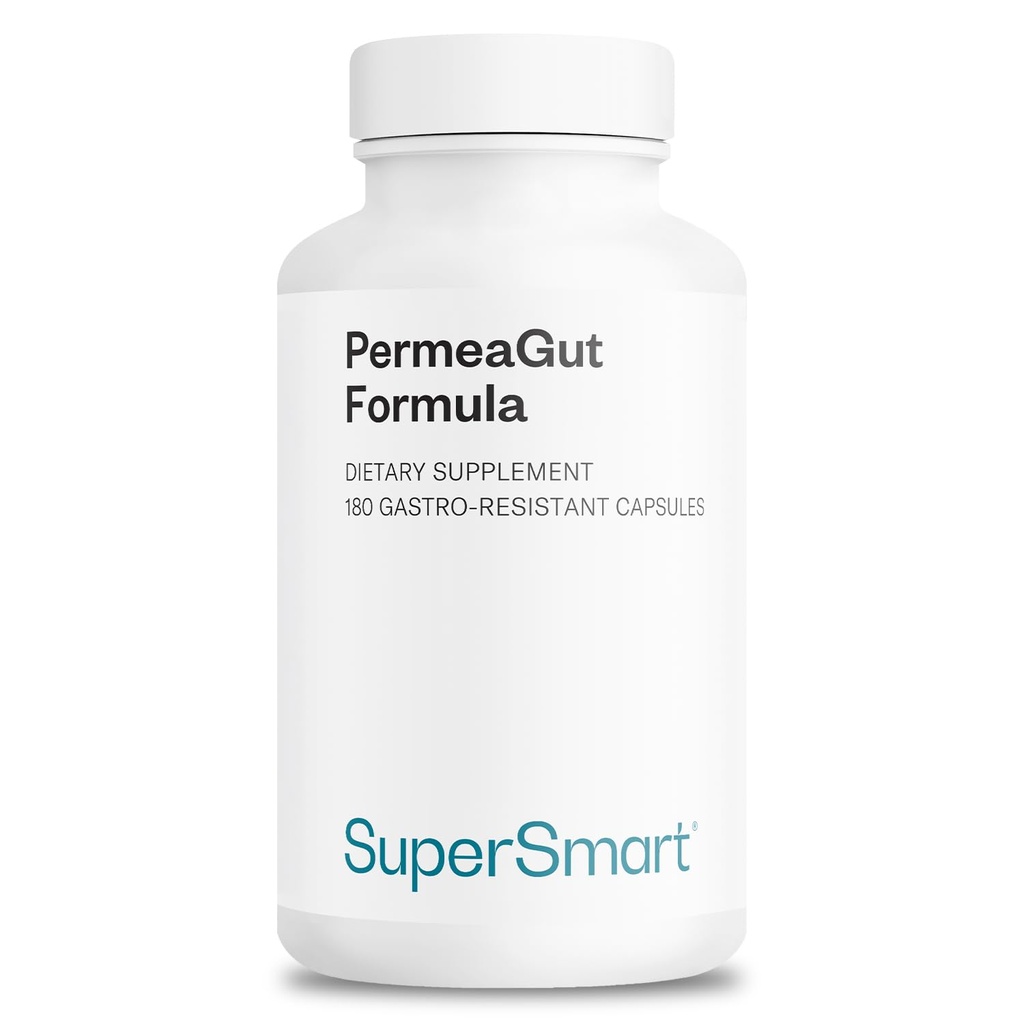 Supersmart PermeaGut Formula (High Potency) - with L-Glutamine, ButiShield Calcium Butyrate, Zinc-L-Carnosine - Gut Barrier Support | Vegan & Gluten Free - 180 Gastro-Resistant Capsules