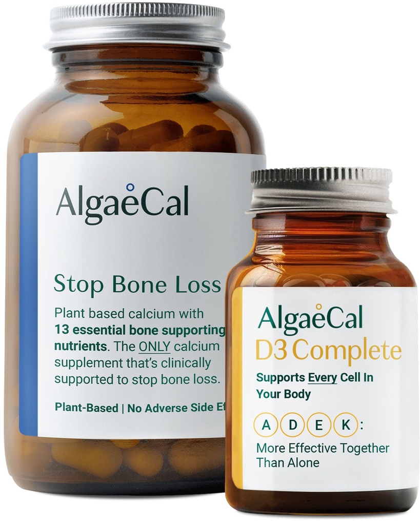 Bundle ALGAECALE - Vitamina D3 Complete (1000 IU) + K2, VIT E, VIT Un Calcium base basato sulle piante per il supporto Bone