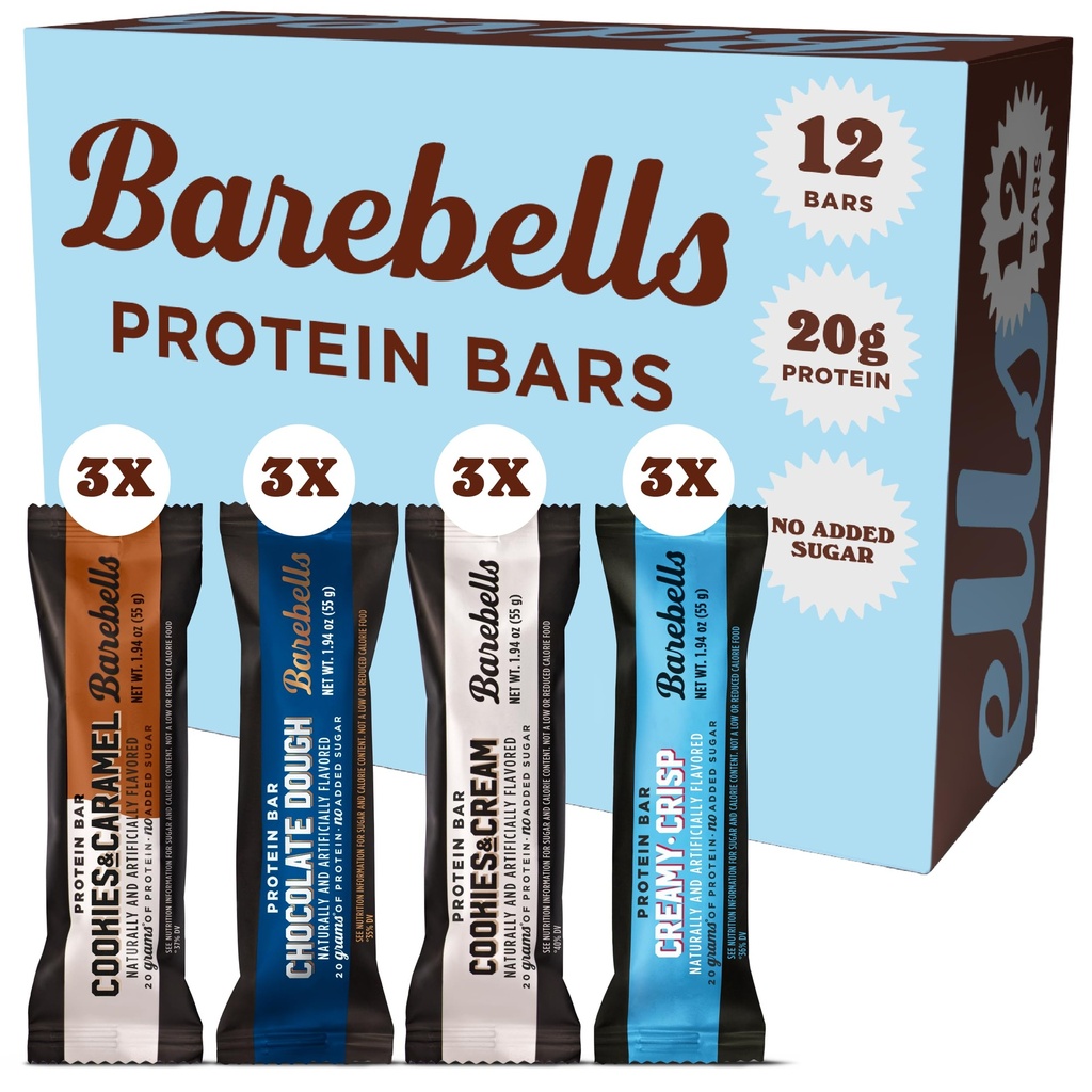 Barebells Protein Bars People's Choice Variety Pack – 12 Bars, Nutritious Snacks with 20g of High Protein - Chocolate Treat with 1g of Total Sugars - Perfect on The Go Breakfast Bars