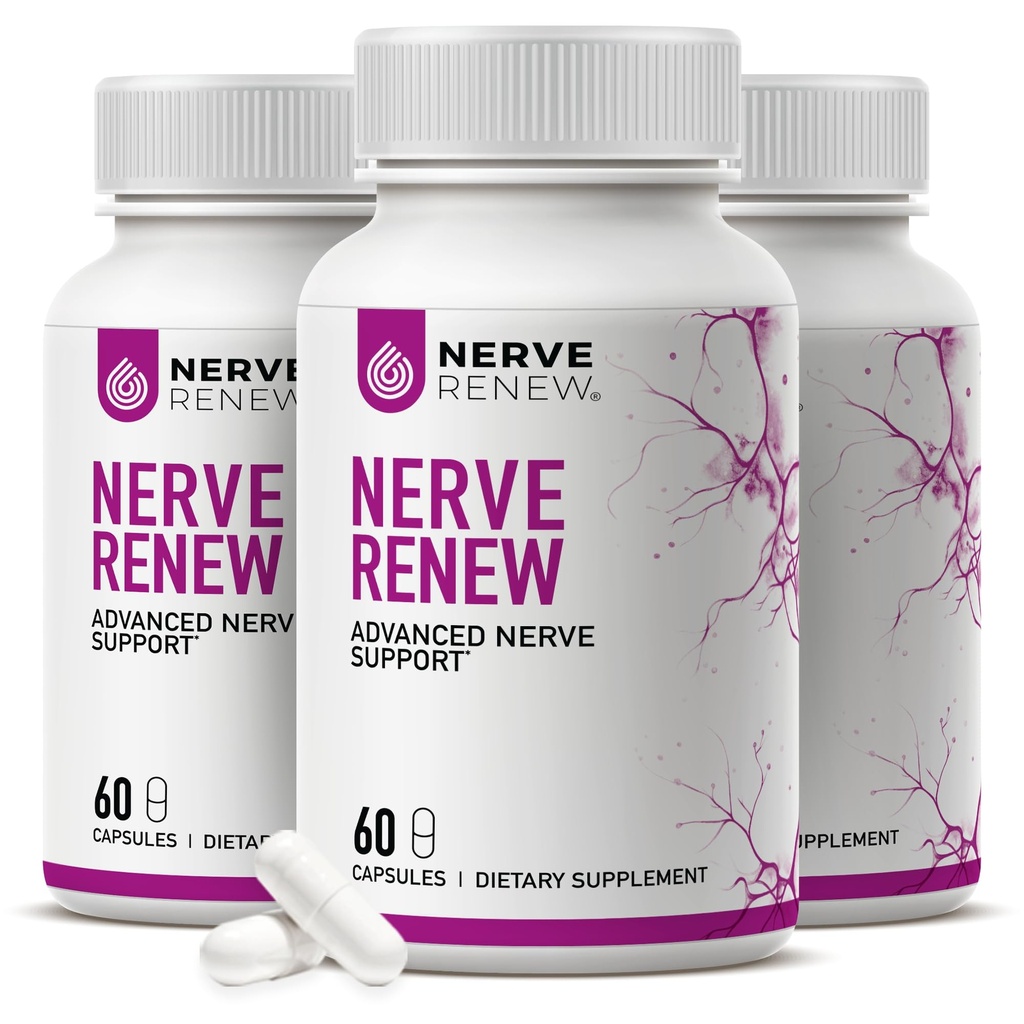 NERVE RENOW Support avancé Nerve - 300 mg Acide Lipoïque R-Alpha stabilisé, Complexe Vitamine B, Benfotiamine, Herbes pour un support à action rapide