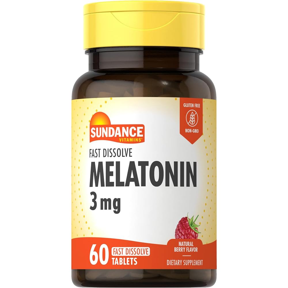Sundance Vitamins Melatonin 3 mg Natural Berry Flavor - 60 Tablets, Pack of 2