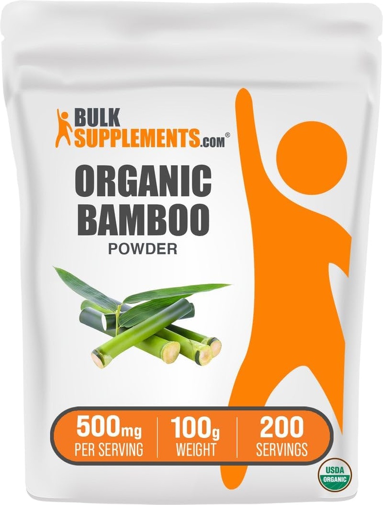 BulkSupplements.com Polvere di bambù organica - integratori di silice, supplemento di bambù, senza glutine - 500mg per porzione, 100g (3,5 oz) (pacchetto di 1)