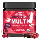 Llama Naturals Kids Multivitamin Gummis, Vegan, Bio mit Vitamin D, C & K, Kleinkind Real Fruit Gummy Vitamins, Kaubare Ergänzung, Ganzes Essen Multivitamin, Ohne Zusatz von Zuckerrohr, Kirsche, 90 Ct