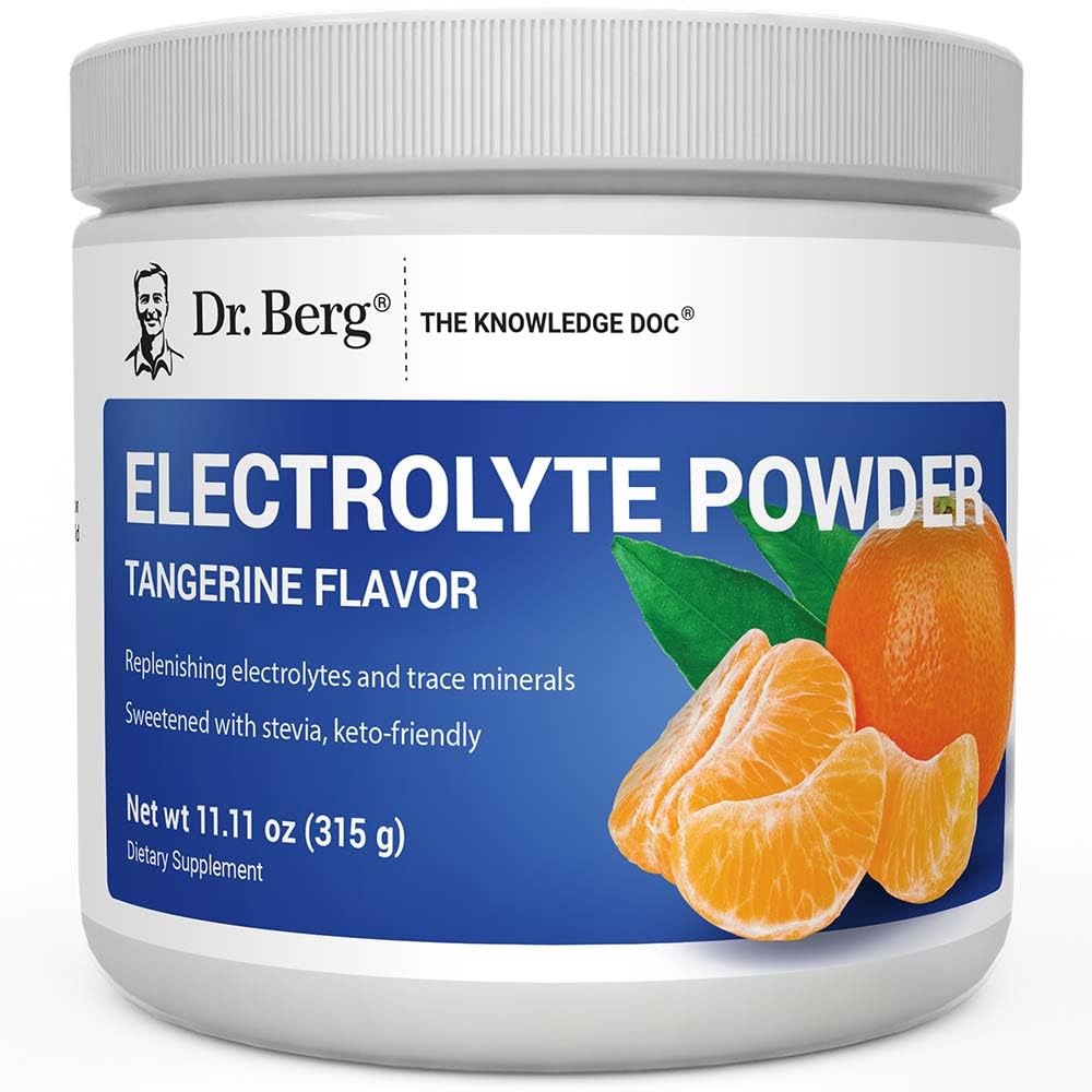 Dr. Berg Zero Sugar Hydration Keto Electrolyte Powder - Verbessert mit 1000 mg Kalium & Real Pink Himalaya Salz (NOT Tischsalz) - Tangerine Flavor Hydration Drink Mix Supplement - 50 Portionen
