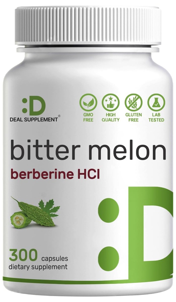 Bitter Melon mit Berberine Ergänzung 15.000mg pro Servierung, 300 Kapseln | 15:1 Wild Bitter Melon Frucht Extrakt & Berberine HCL | Drittes Unternehmen Getestet | Plant Based, Non-GMO