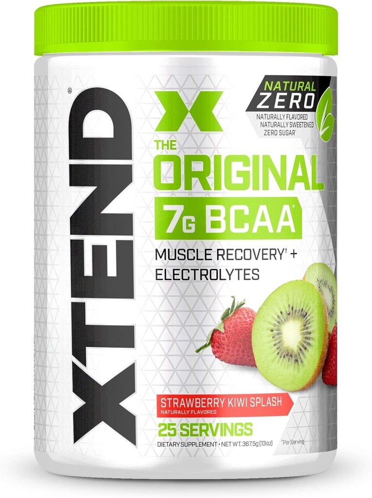 Xtend Natural Zero BCAA Pulver Erdbeer Kiwi Splash | Frei von künstlichen Süßungsmitteln, Aromen und chemischen Farbstoffen | Post Workout Drink mit Aminosäuren | 7g BCAAs | 25 Servierungen