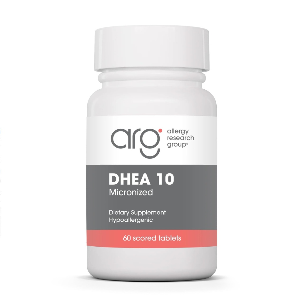 Allergy Research Group ARG DHEA 10 Micronized Lipid Matrix - Supports Hormone Balance & Brain Function - Delivers 10 mg DHEA - Micronized & Plant Sourced - Hypoallergenic - 60 Servings - 60 Capsules