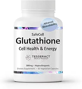 Tesseract Medical Research SafeCell S-Acetyl Glutathione Supplemento per il supporto alla salute cellulare, potente antiossidante per aiutare a neutralizzare radicali liberi, soluzioni anallergiche, 300mg, 60 capsule vegetariane